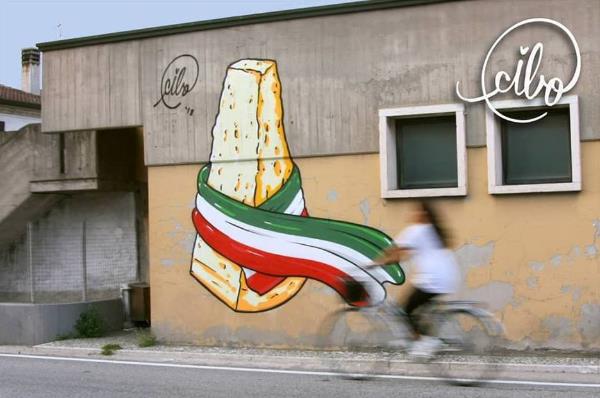 Pier Paolo Spinazzè copre col “cibo” graffiti e simboli neofascisti