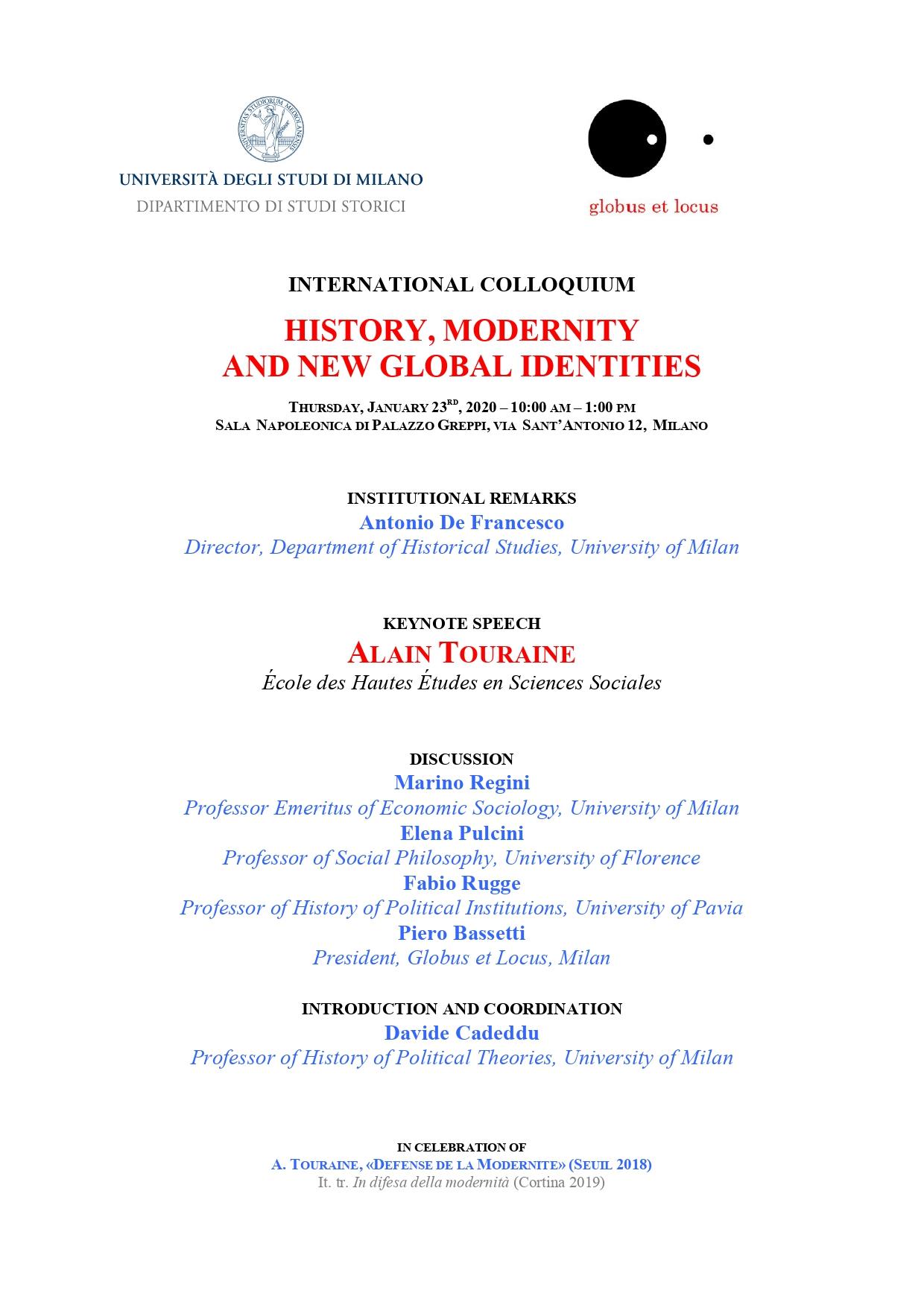 History, modernity and new global identities